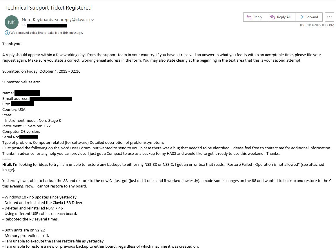 Automated response from