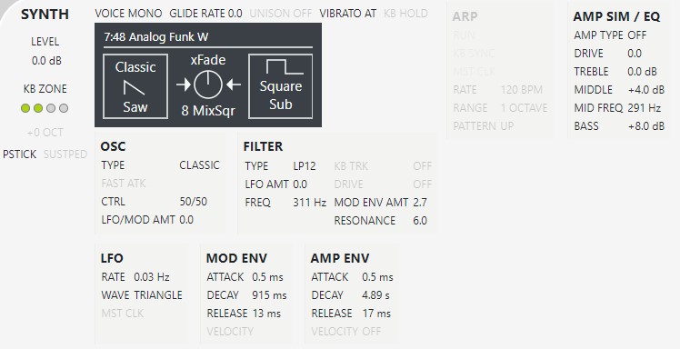 Profile of "Analog Funk W" Synth Sound
