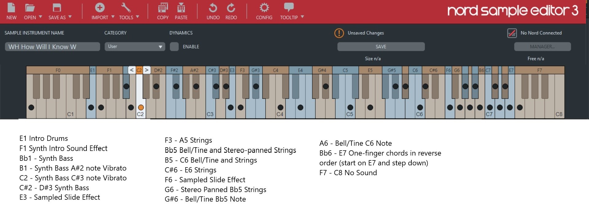 Wave file mapping of sounds used in &quot;WH How Will I Know W.nsmp&quot;