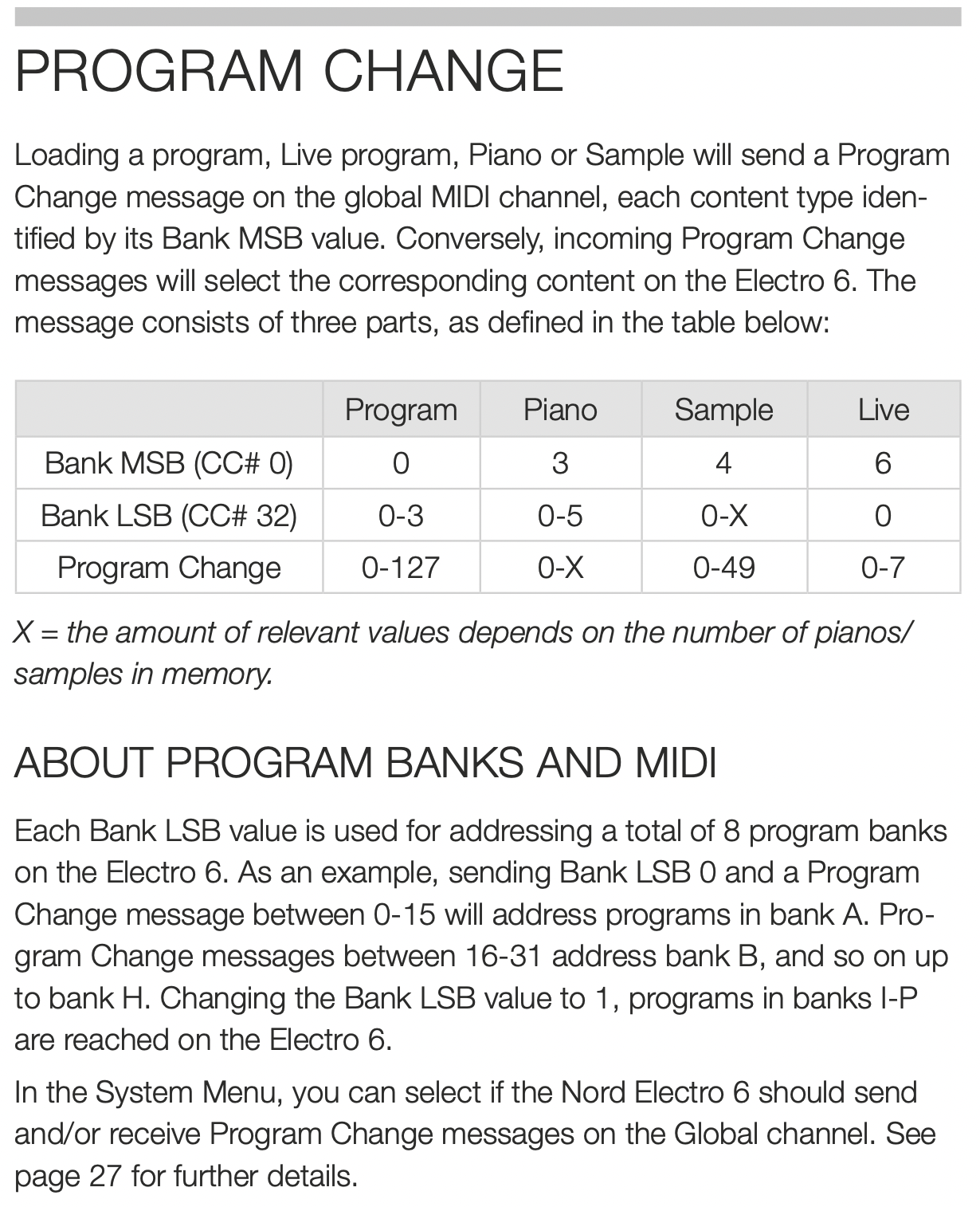 Nord Electro 6 - Program Change