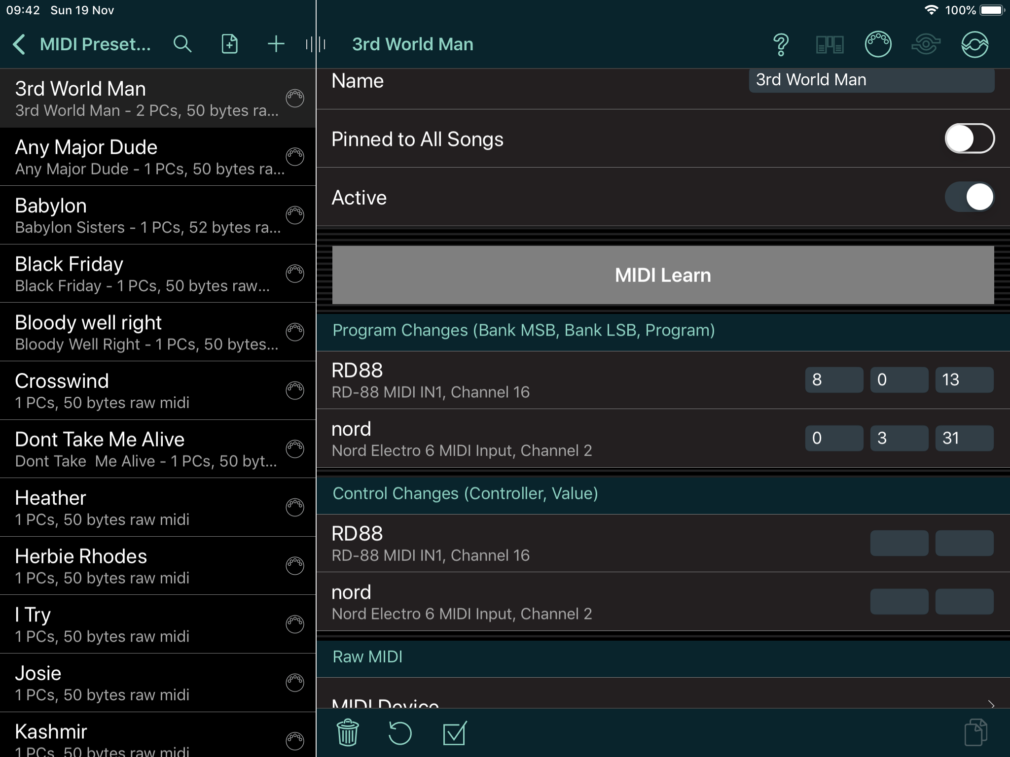 Song edit - SetListMaker