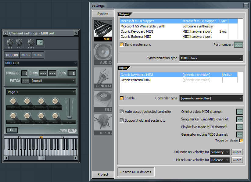 FL STUDIO MIDI OUT SETTINGS / GENERAL MIDI SETTING