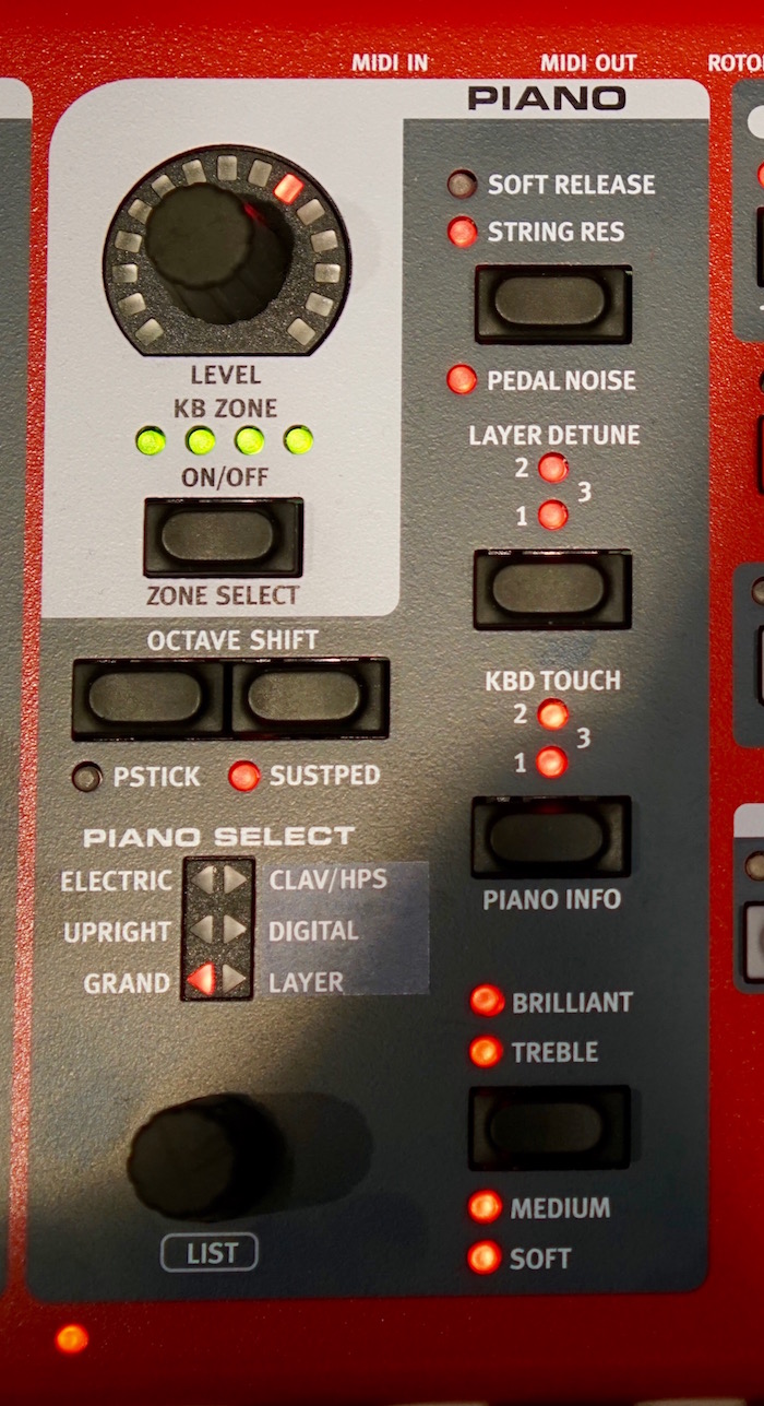 The Piano Section (sorry for the bad light)