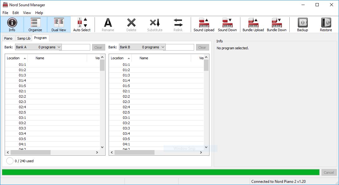 Snapshot of Sound Manager with no programs