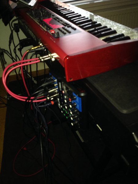 NE61-2 on Yamaha P250, mixer, mini  iPad studio and music stand